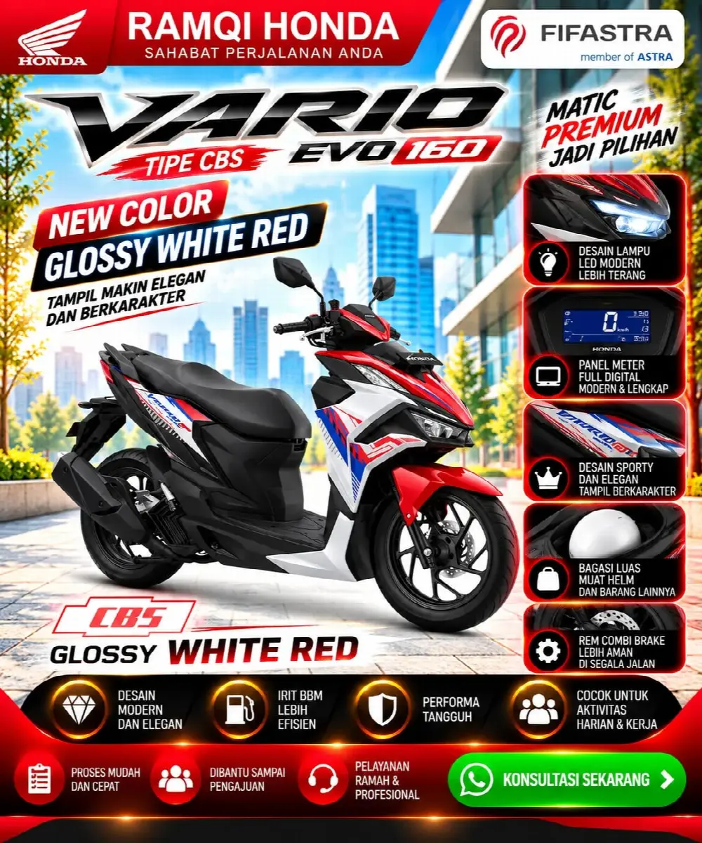 Honda Vario Evo 160 warna Glossy White Red